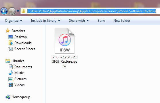 ubicación de descarga de firmware de iTunes