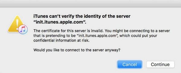 the certificate for this server is invalid