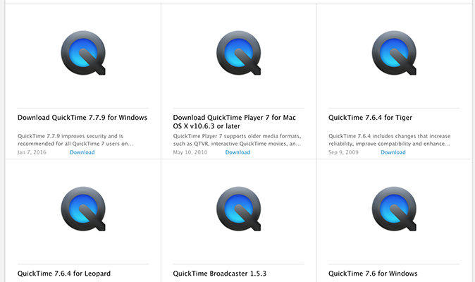 download latest quicktime player for mac