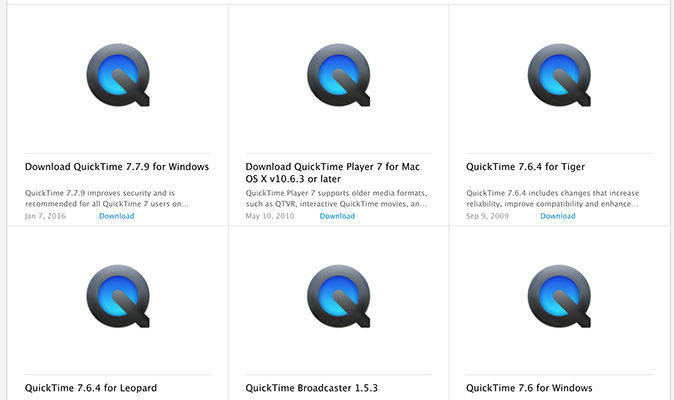 download quicktime 7 pro for mac os x