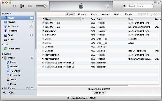 remove duplicates from music library