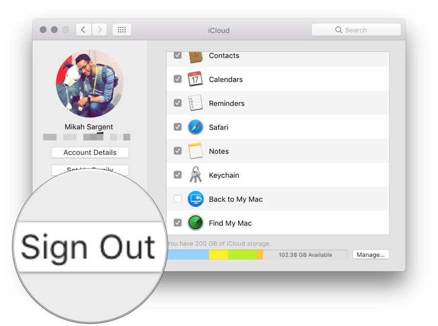 sign out apple id mac