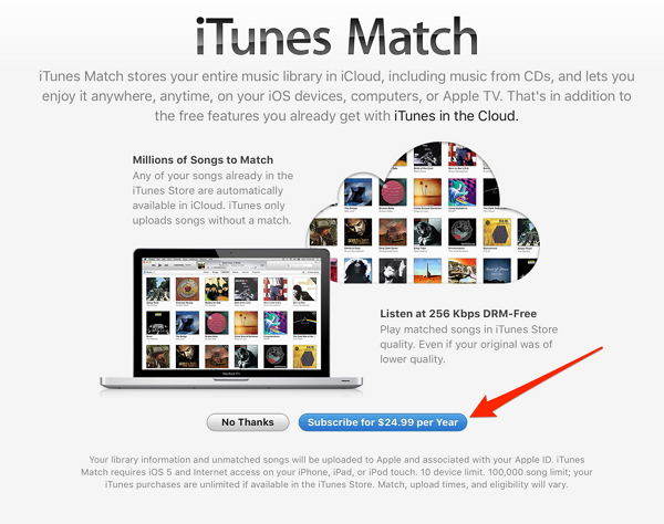 subscribe to itunes match