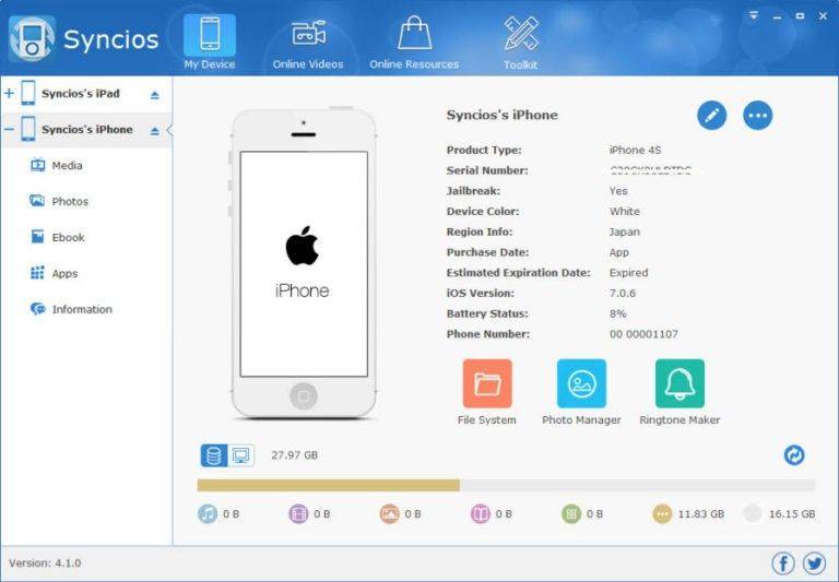 syncios ipod classic transfer