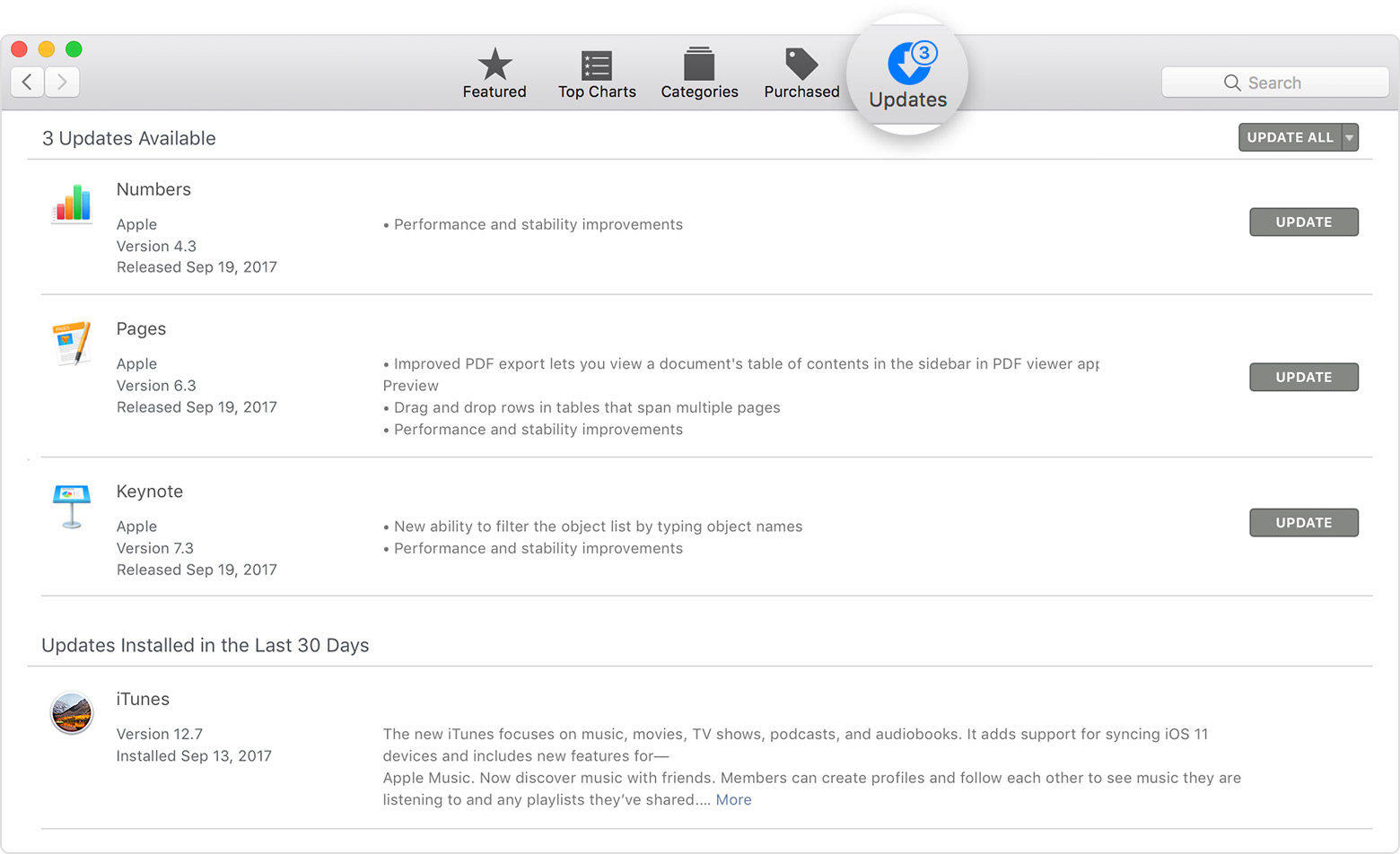 update software in mac app store