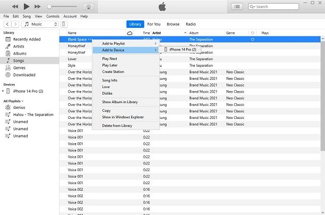 comment transférer de la musique depuis iTunes vers l'iPhone