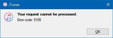 itunes error 5105