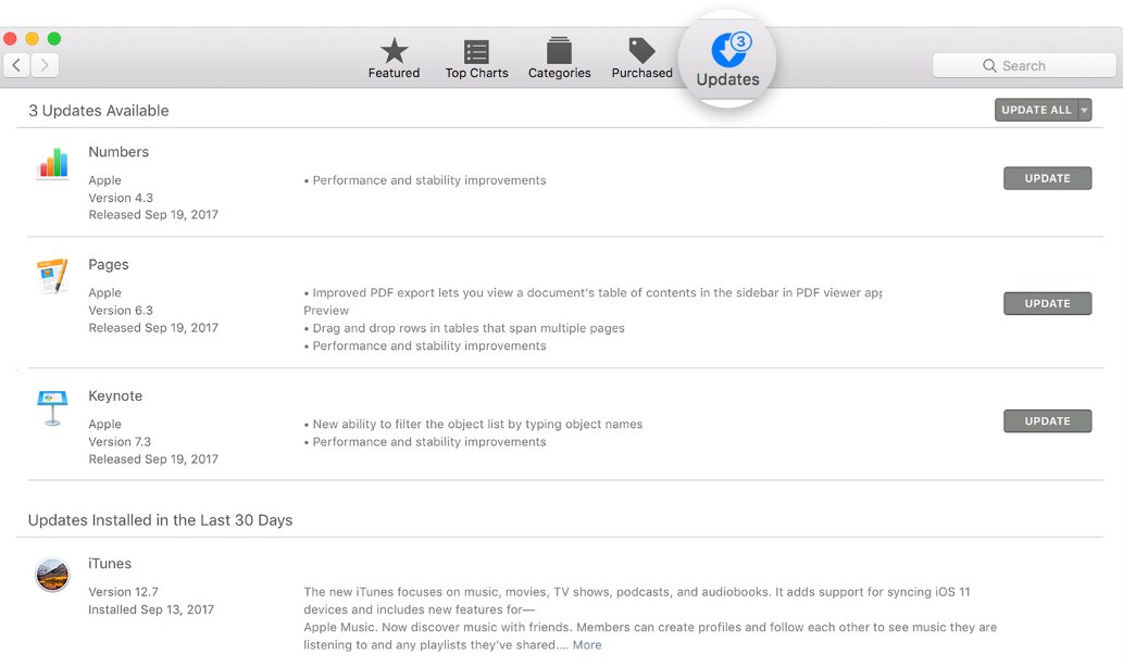 iTunes update in mac