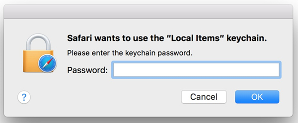 safari wants to sign using key in your keychain
