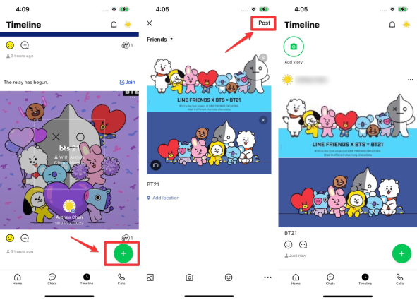 post on line timeline