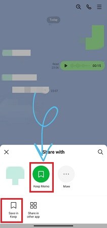 save line voice message to keep