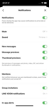 turn on line notifications