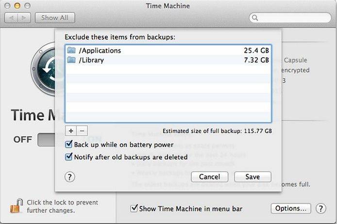 time machine backups