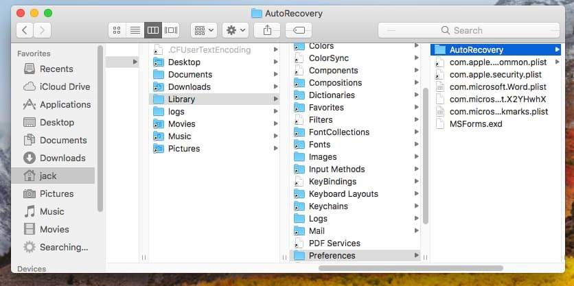 auto recovery on mac word 2016