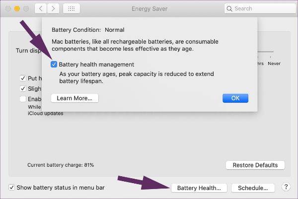 battery health management on mac