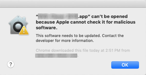 apple cannot check it for malicious software