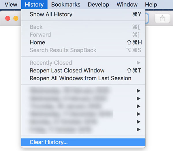 how to delete history from safari macbook