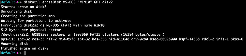 creat usb on mac by disk utility