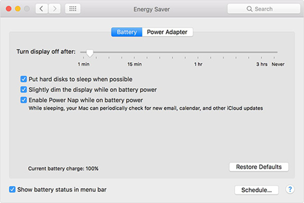 energy saver settings
