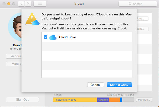 icloud sign out