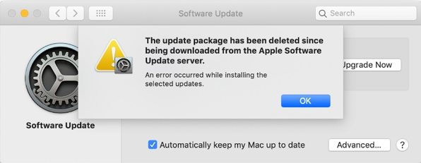 macbook software update error