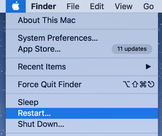 mac restart button