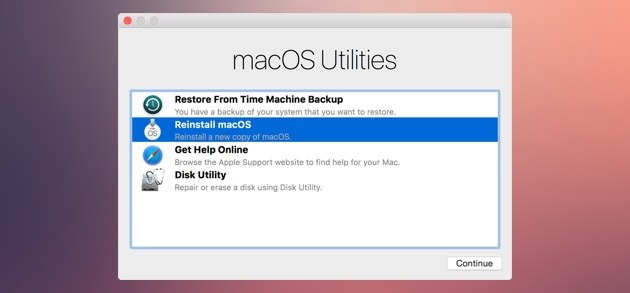 factory reset mac os