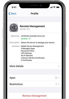 how to remove remote management on iphone