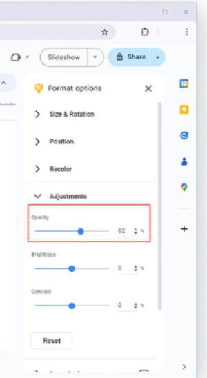 Move the Opacity slider 