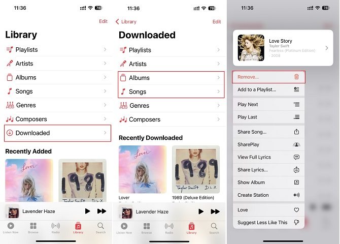 delete songs from apple music