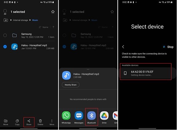 transfer musci from android to android
