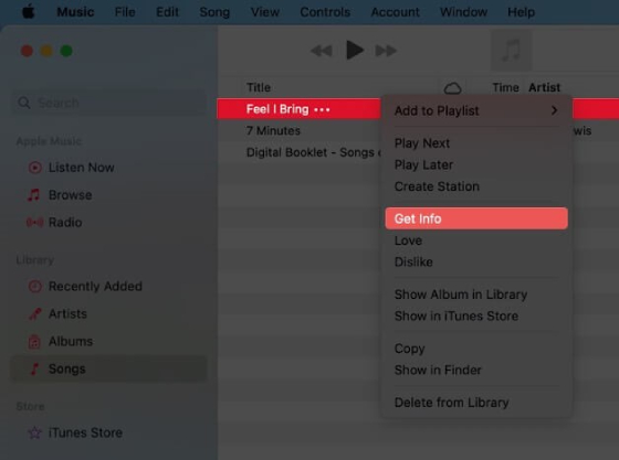song info in itunes