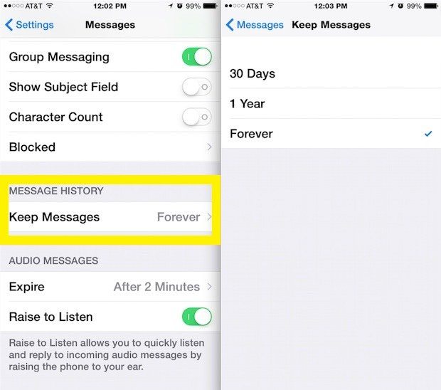 delete old messages automatically