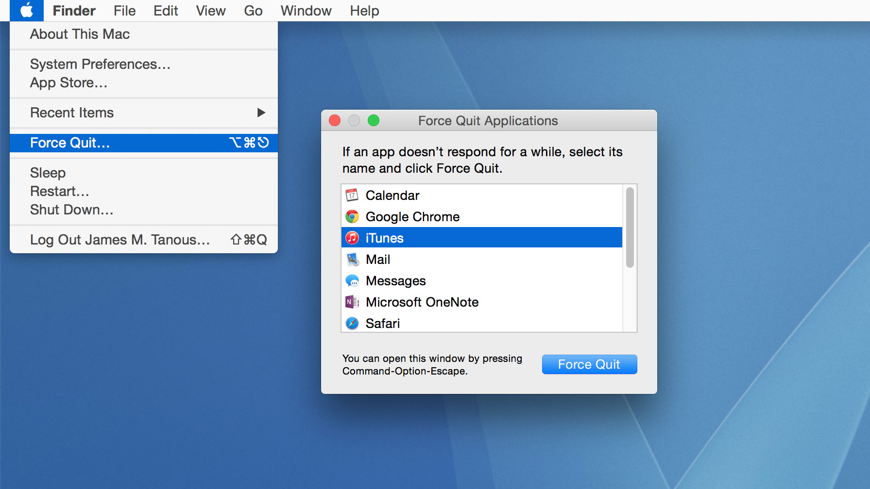 for mac which button to close a app