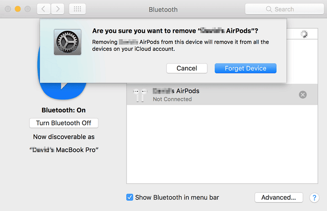 forget your AirPods as a Bluetooth device on Mac