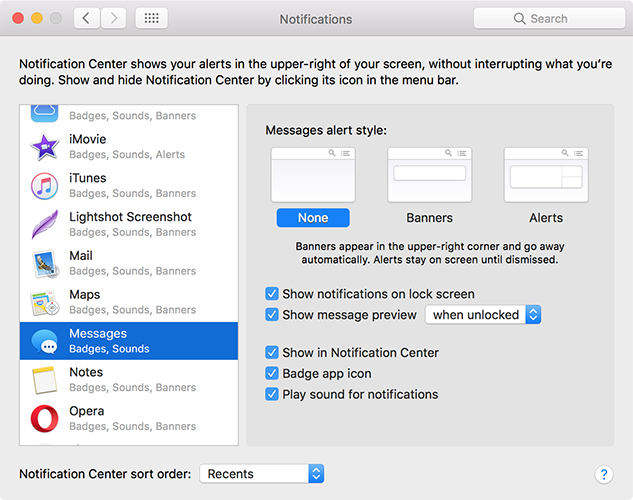 disable imessage notifications