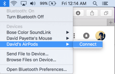 connect AirPods to Mac manually