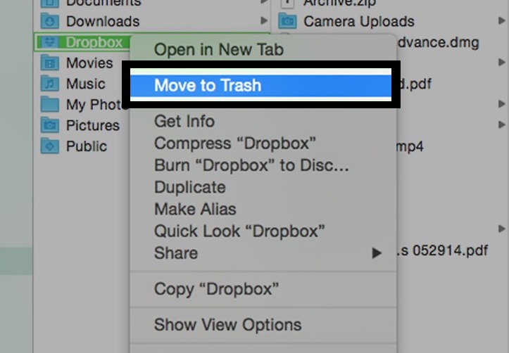move to trash dropbox