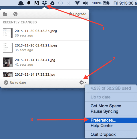 how to close dropbox on mac