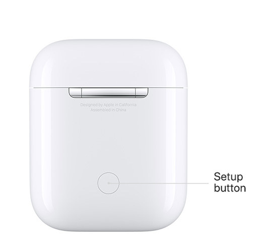 reset AirPods by pressing the reset button on the case