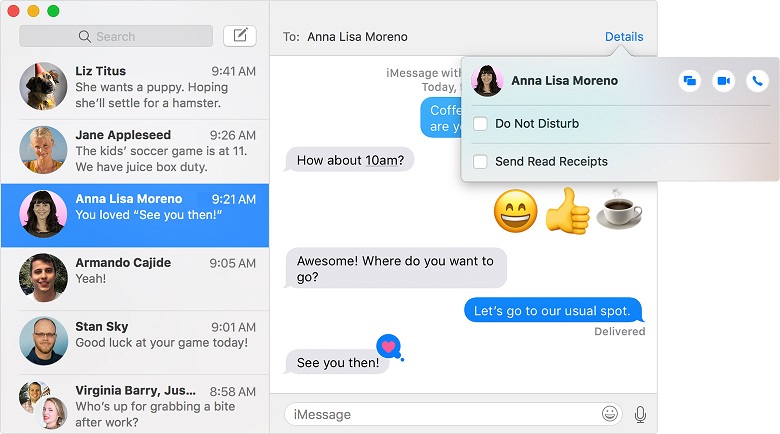 send receive messages on mac