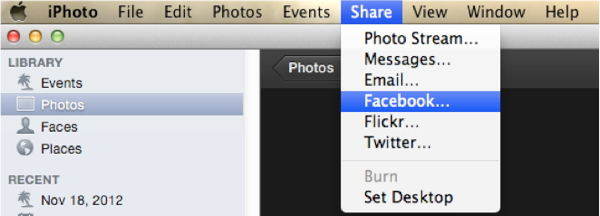 how do i link iphoto 9.6.1 to my facebook account