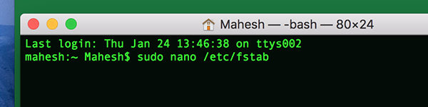Sudo nano команды mac os