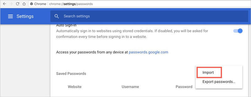 1password import from chrome