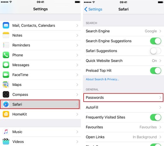 check saved passwords on iphone