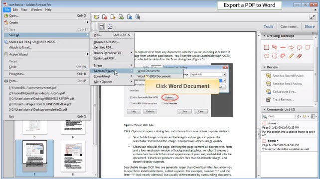 ms word for mac. save a document as a pdf