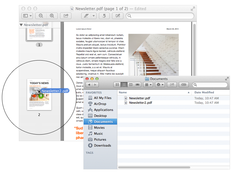 mac os combine pdf flies