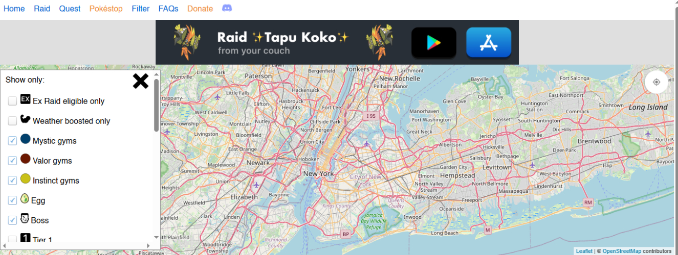 NYCPokeMap 介面