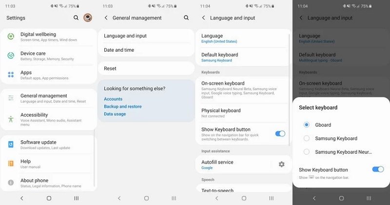 change keyboard
