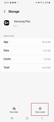 clear samsung plus cache
